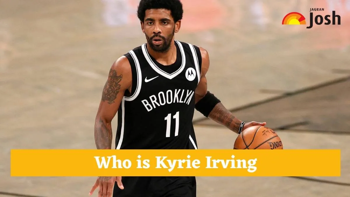 Kyrie Irving dribbling in the Brooklyn borough of New York City