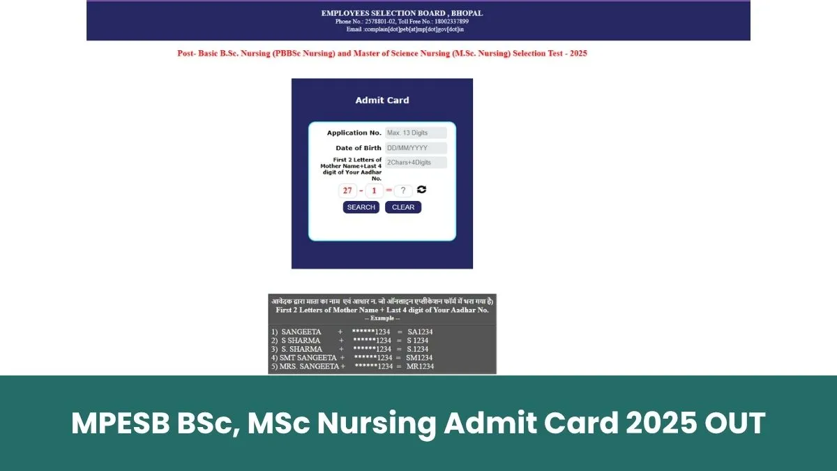 MP BSc, MSc Nursing Admit Card 2025 OUT