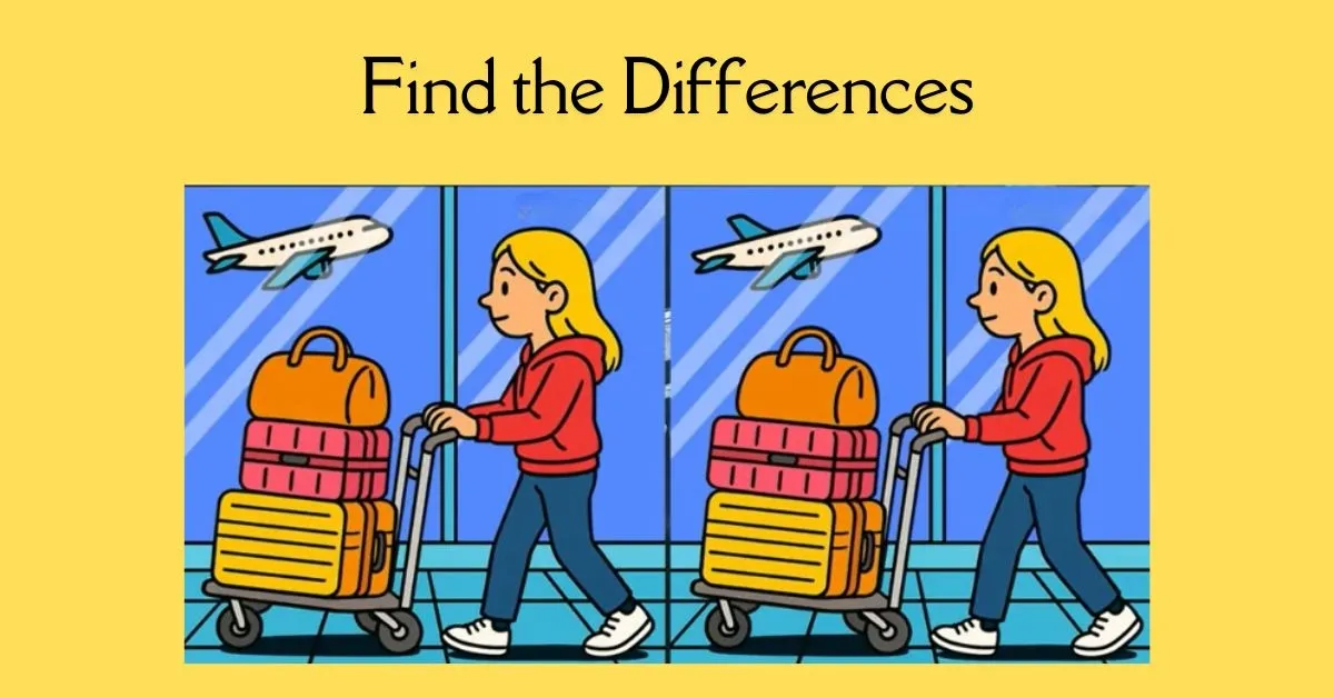 Spot the 3 Differences in Girl Carrying Luggage