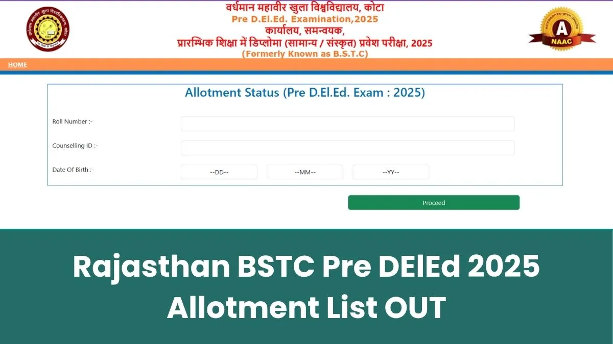 Rajasthan BSTC 1st Seat Allotment List OUT