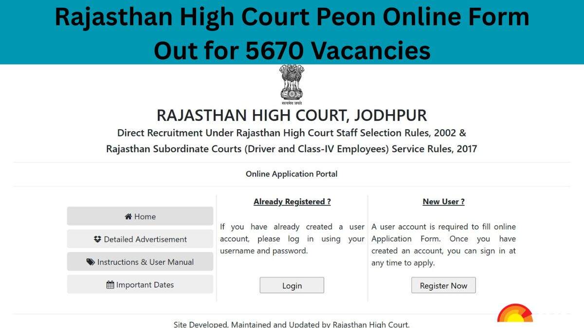 Rajasthan High Court Peon Recruitment 2025 Apply Online for 5670 Posts at hcraj.nic.in, Class 10th Pass Eligible