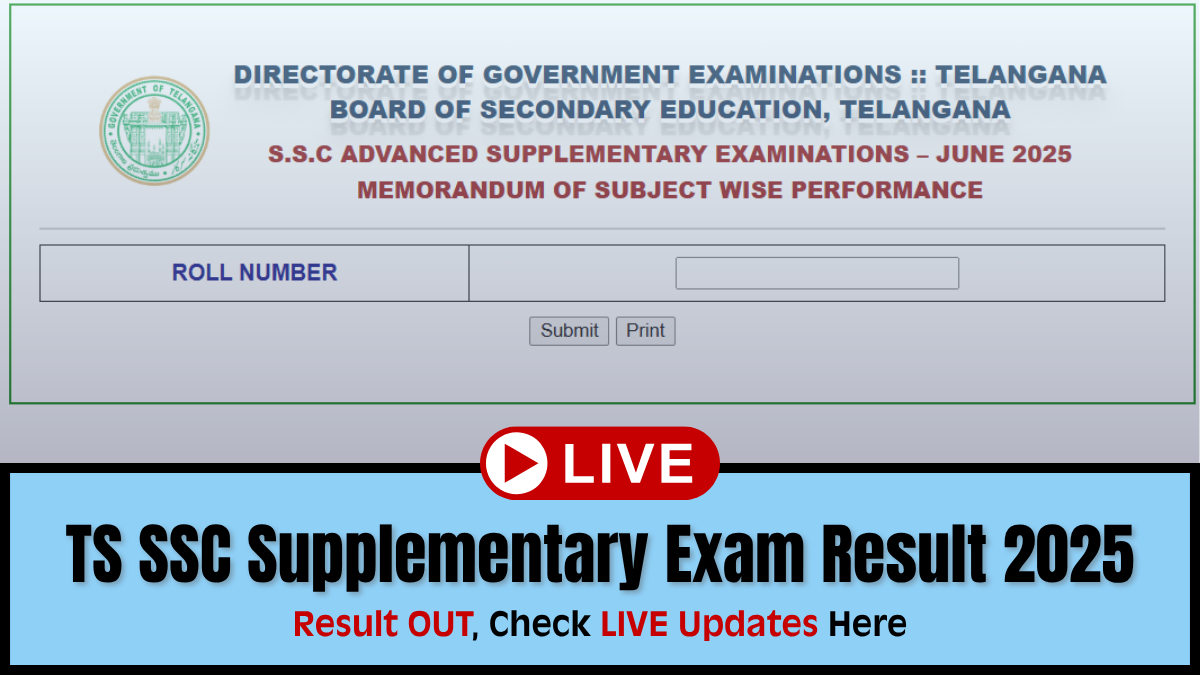 TS SSC Supplementary Results 2025 Live Updates: BSE Telangana Board Class 10th Result Released at bse.telangana.gov.in, Download Marks Memo Here