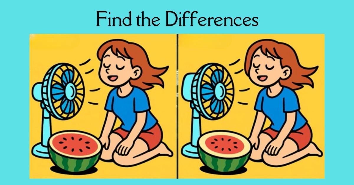 Spot the 3 Differences in Girl Sitting in Front of Fan Beat the 27-Second Challenge!