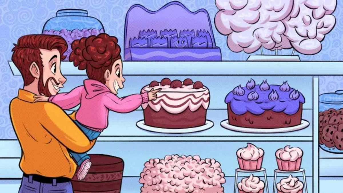 Spot 4 hidden faces in this cake shop.