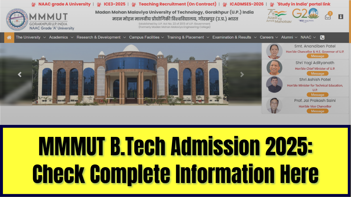 MMMUT Gorakhpur has released the B.Tech Admission List online.