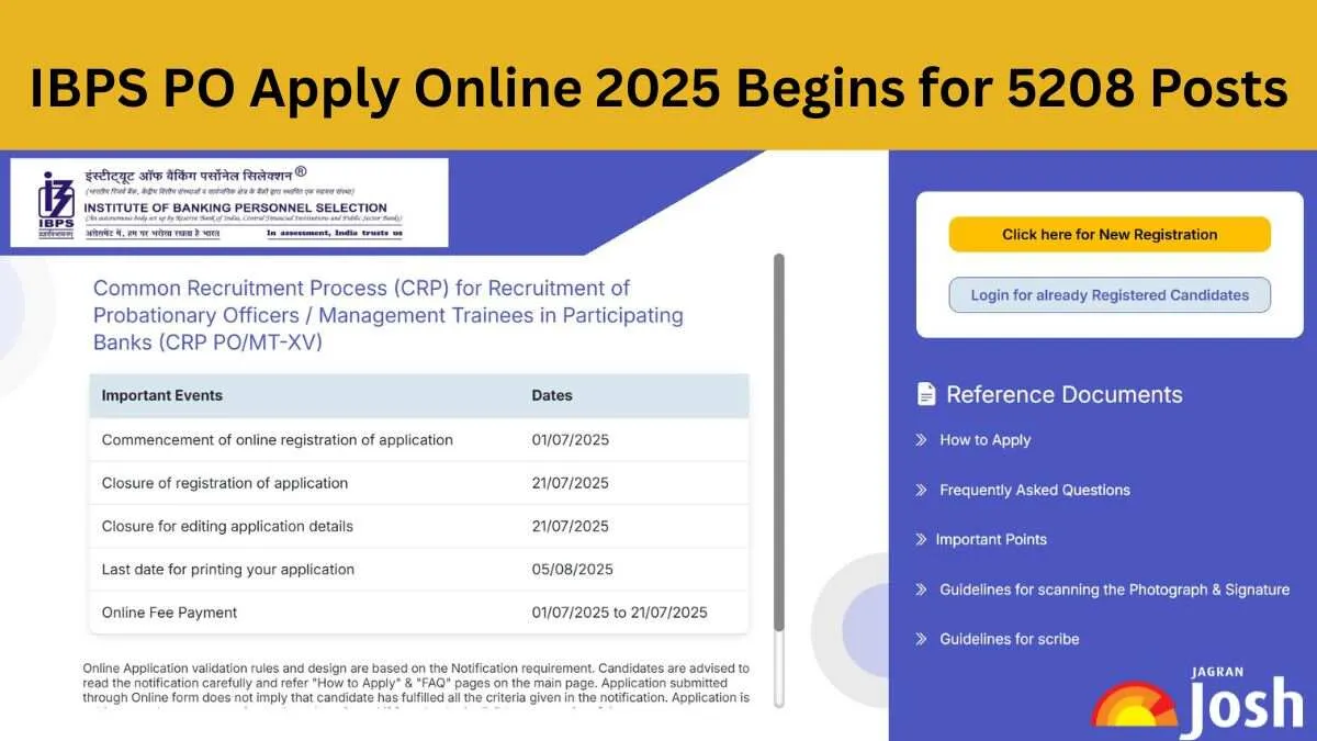 IBPS PO Application Form 2025 Out for 5208 Vacancies, Direct Apply Online Link