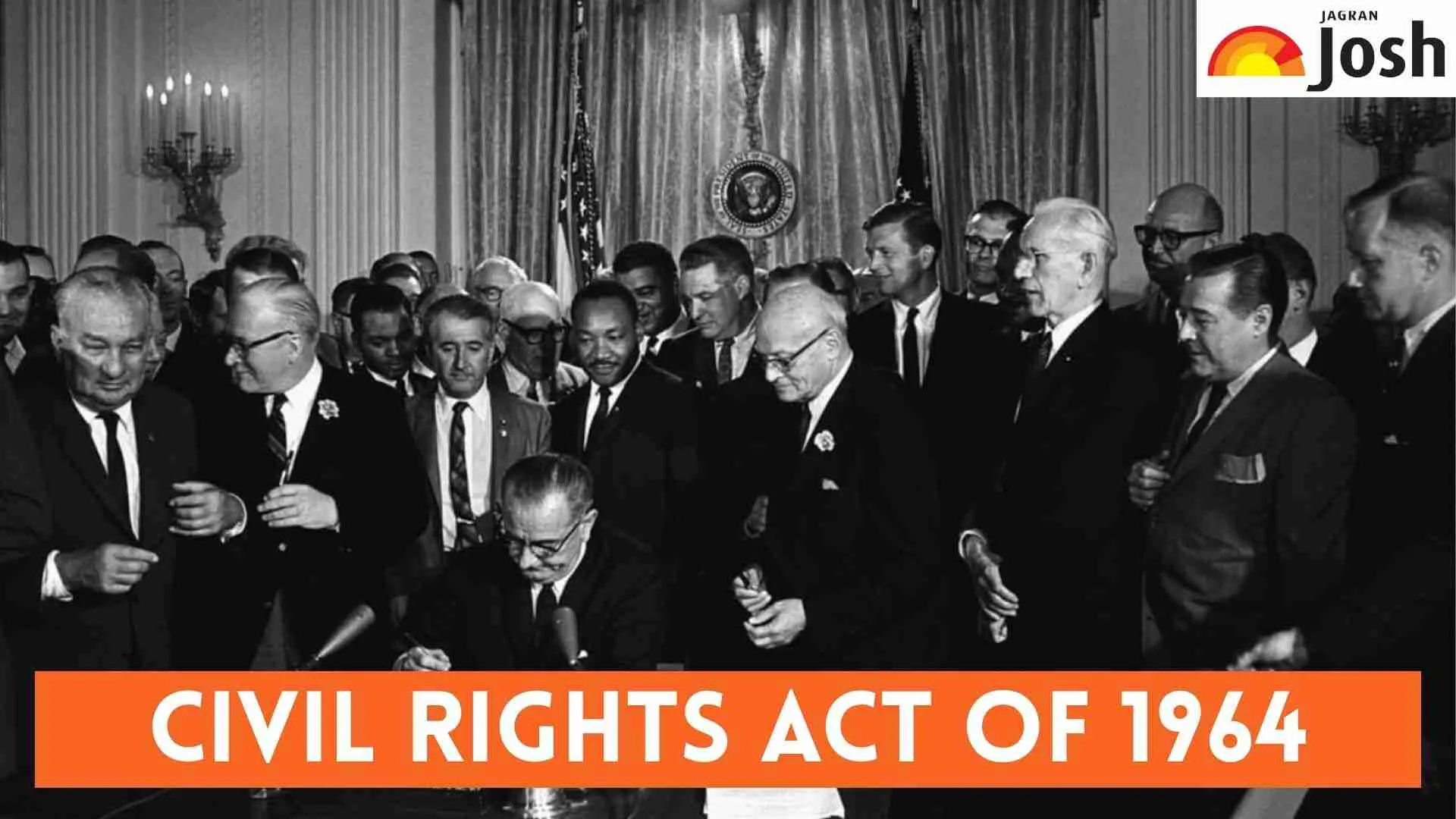 President Lyndon B. Johnson during the signing of the Civil Rights Act of 1964.