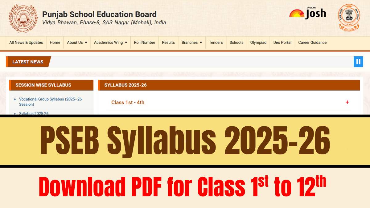 PSEB Syllabus 2025-26: Download Official Punjab Board Class 1 to 12 Syllabus FREE PDF Here