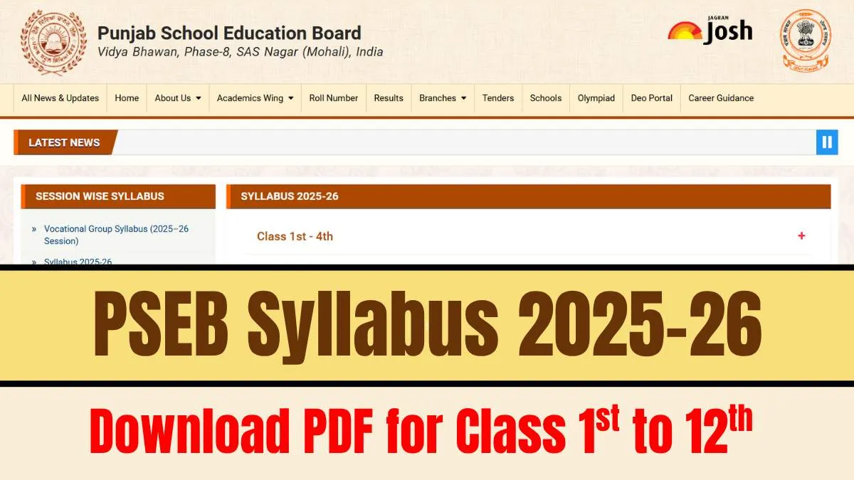 PSEB Syllabus 2025-26: Download Official Punjab Board Class 1 to 12 Syllabus FREE PDF Here