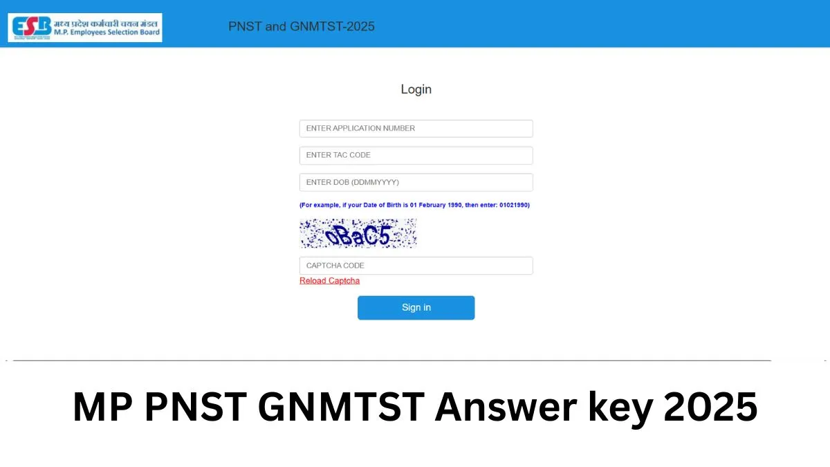 MP PNST GNMTST Answer key 2025 OUT