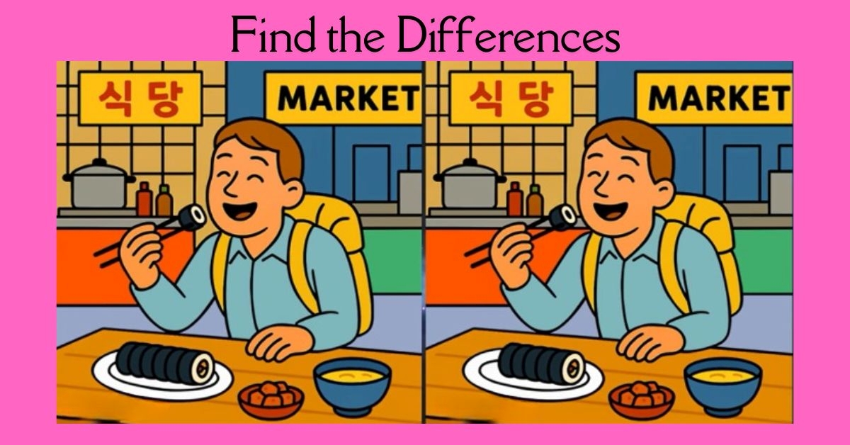 Spot the 3 Differences in Man Eating Sushi the 19-Second Challenge!
