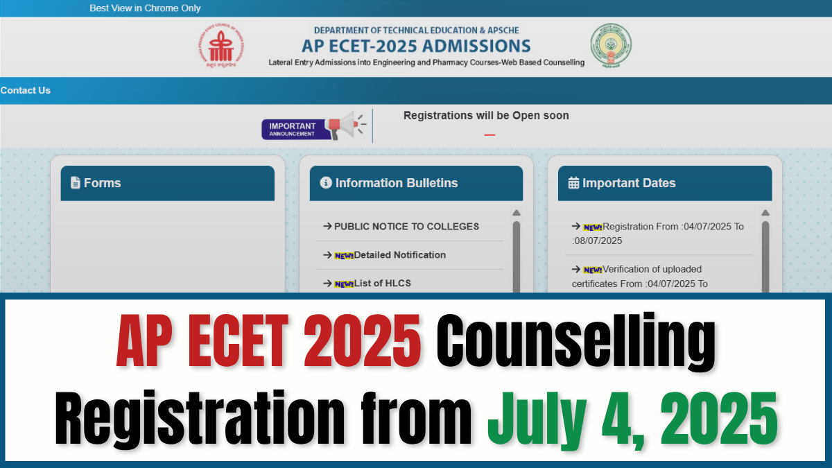 AP ECET Counselling 2025 Registration Starts From July 4, Details Here