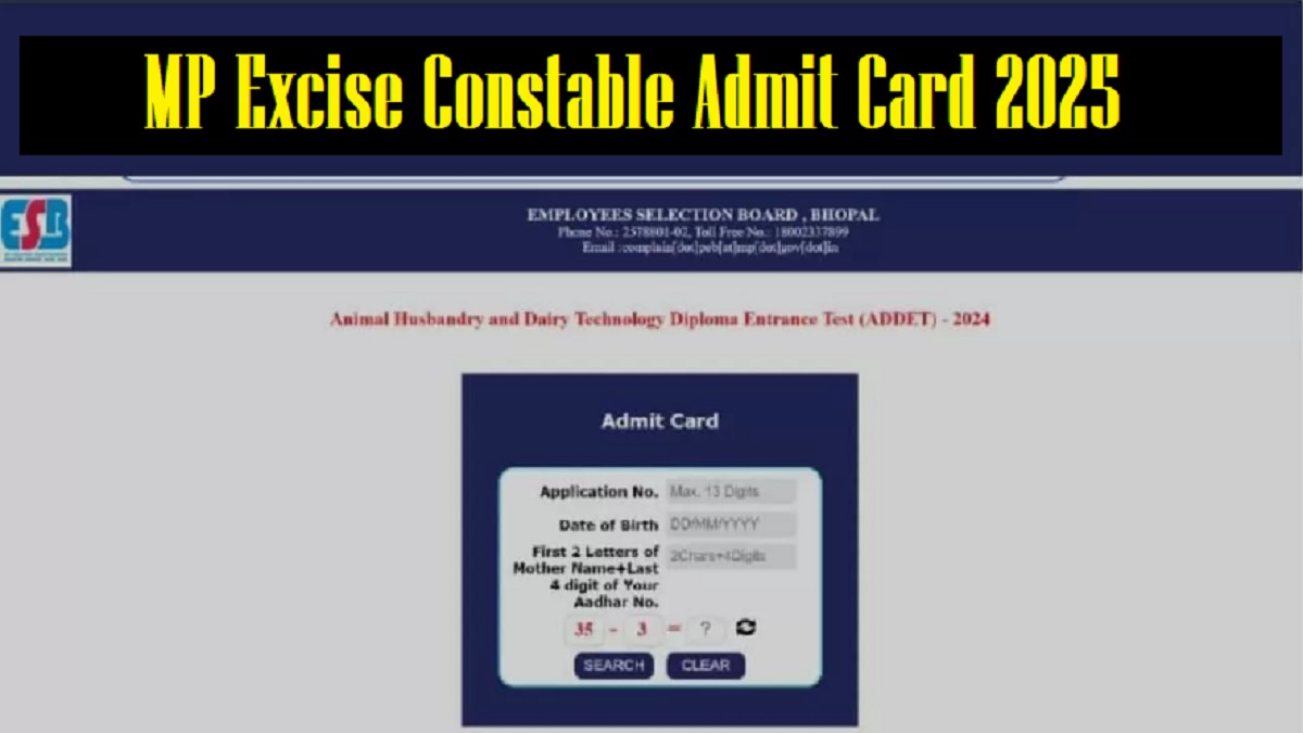 MP Excise Constable Admit Card 2025 Out esb.mp.gov.in today, Check Direct Link to Download Hall Ticket PDF Here