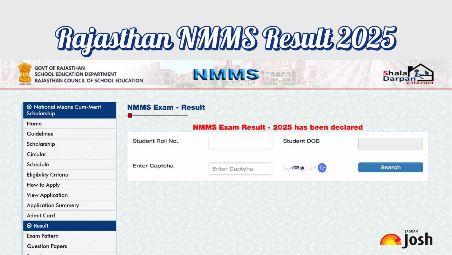 Rajasthan NMMS 2025 Result Out at rajshaladarpan.rajasthan.gov.in: Direct Link to Check Marks