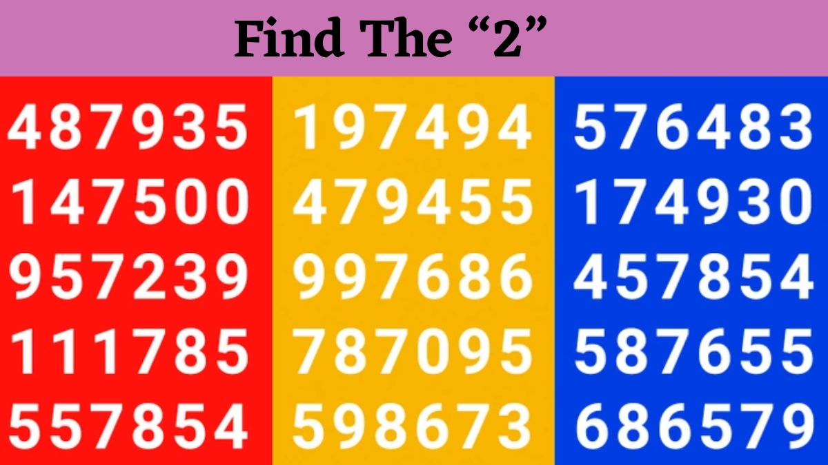 Brain Teaser IQ Test: Only 1% Can Find the Number “2” Among the Random Numerical Sequence Series