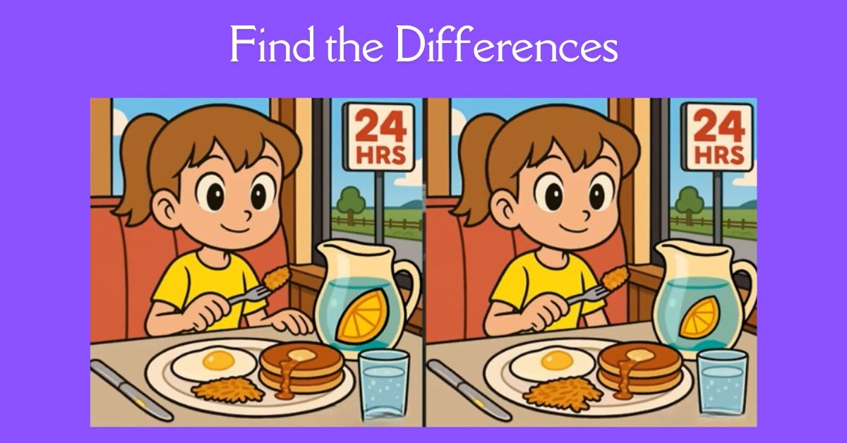 Spot the 3 Differences in Girl Eating Breakfast Beat the 37-Second Challenge!