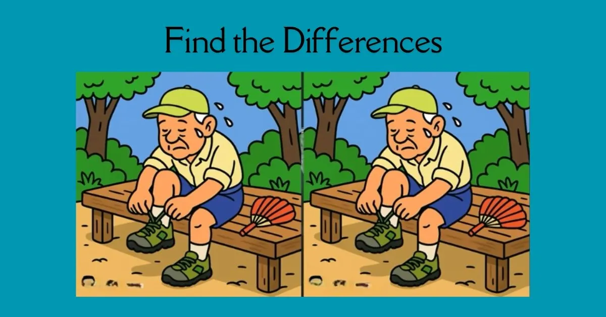 Spot 3 Differences in Old Man Tying His Shoes