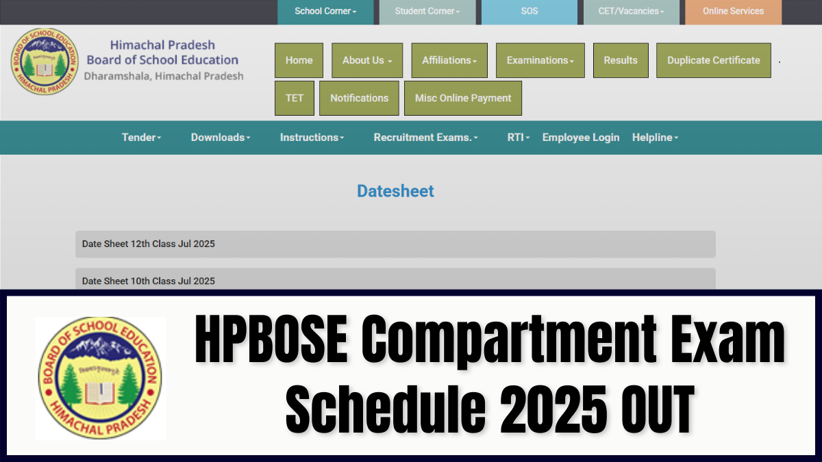 HPBOSE Class 10th, 12th Compartment Exams 2025 Dates OUT; Starts From July 22
