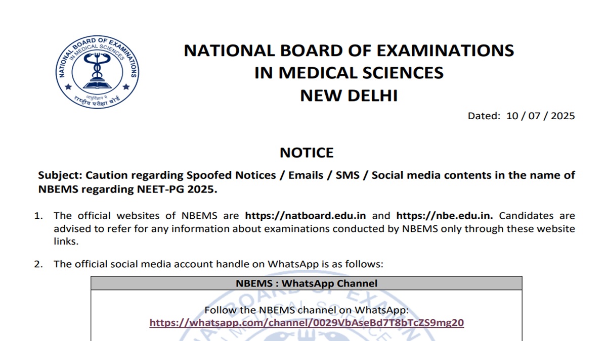 NEET PG 2025: NBEMS Issues Advisory for Candidates, Check PDF Here