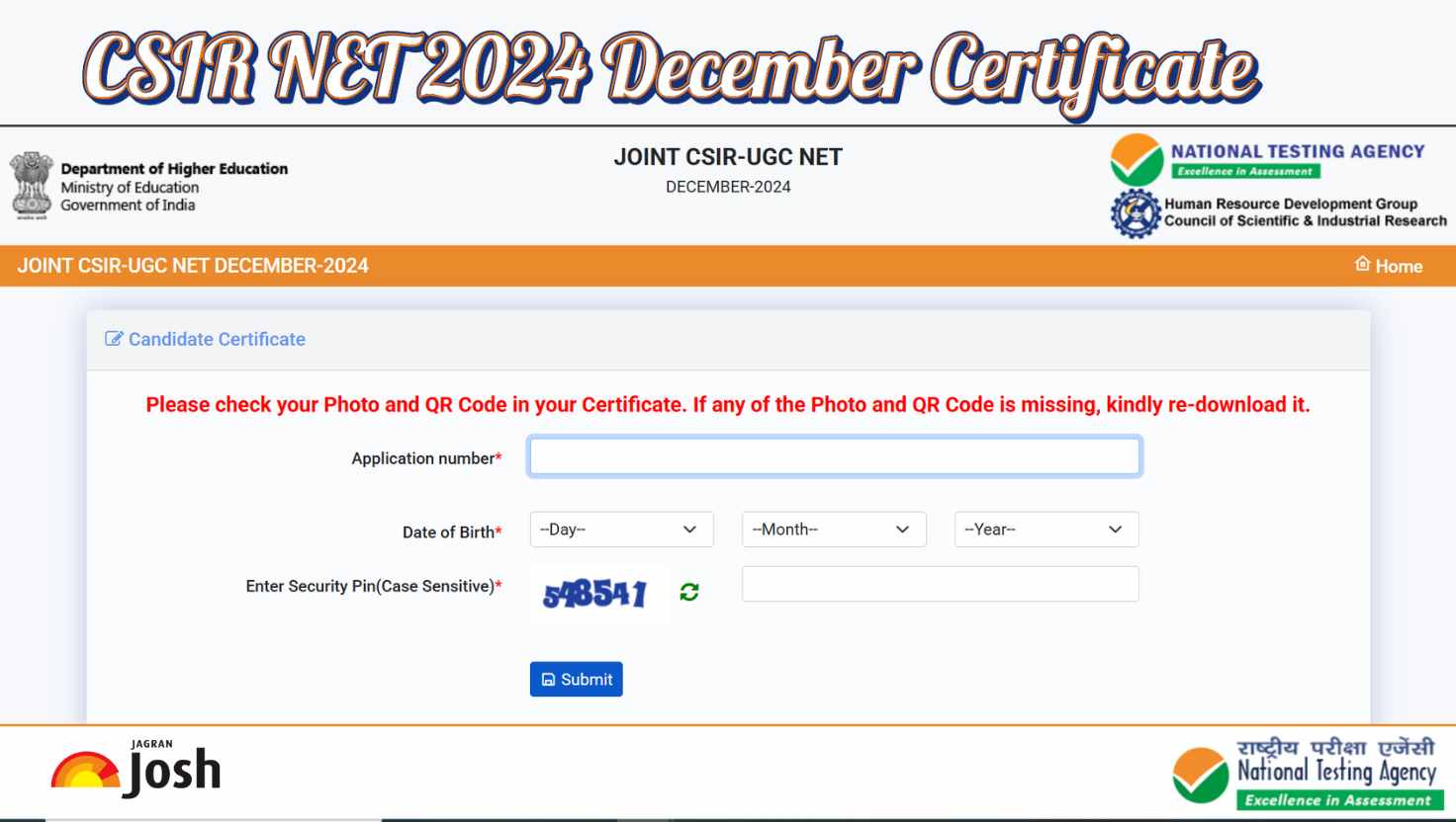 CSIR NET 2024 December Certificate Released: Direct Link to Download JRF or Assistant Professor Certificate