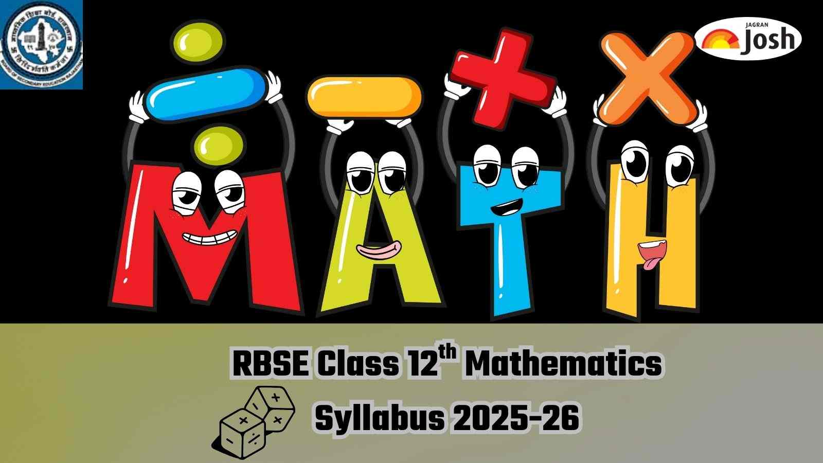 RBSE Class 12th Mathematics Syllabus 2025-26; Download FREE PDF