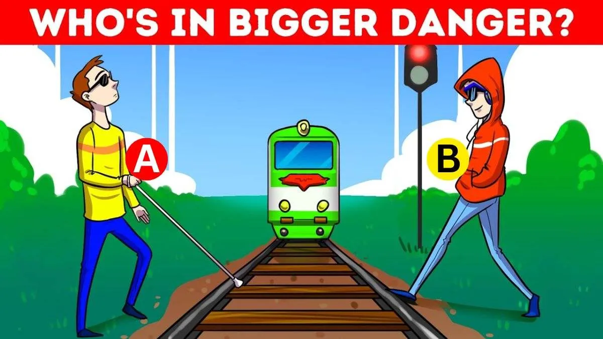 Spot who is in bigger danger.
