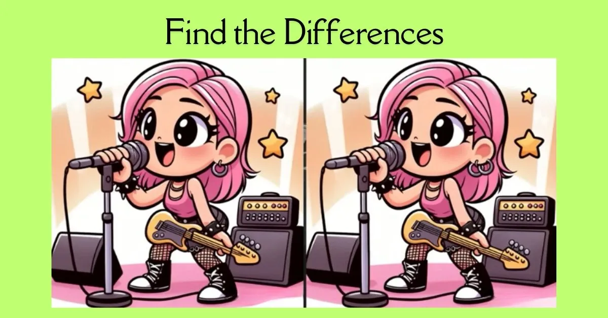 Spot 3 Differences in Girl Singing on Stage