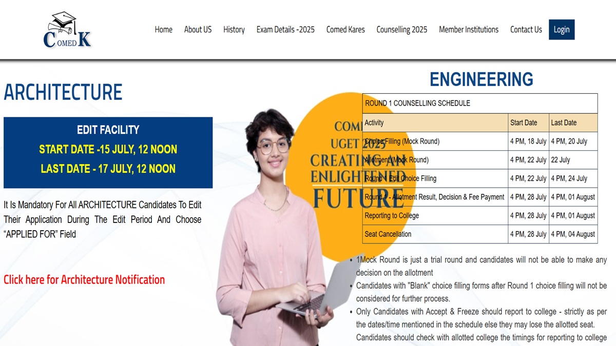 COMEDK UGET 2025 Counselling Schedule Released, Check Important Dates Here