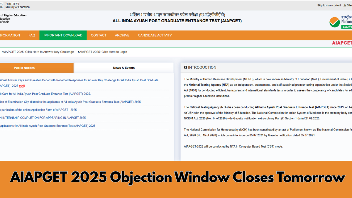 AIAPGET 2025 Answer Key Challenge, Raise Objection Window Closes ...