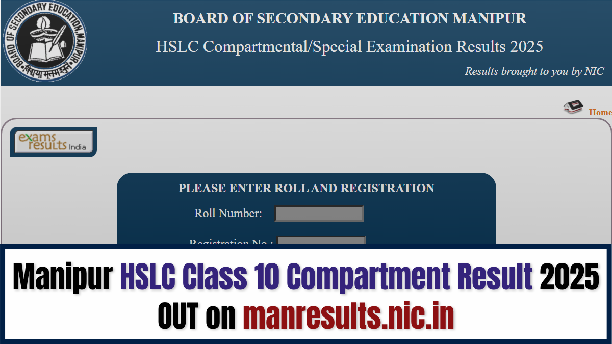 Manipur HSLC Supplementary Result 2025: BSEM Declared Class 10 Compartment Result on manresults.nic.in
