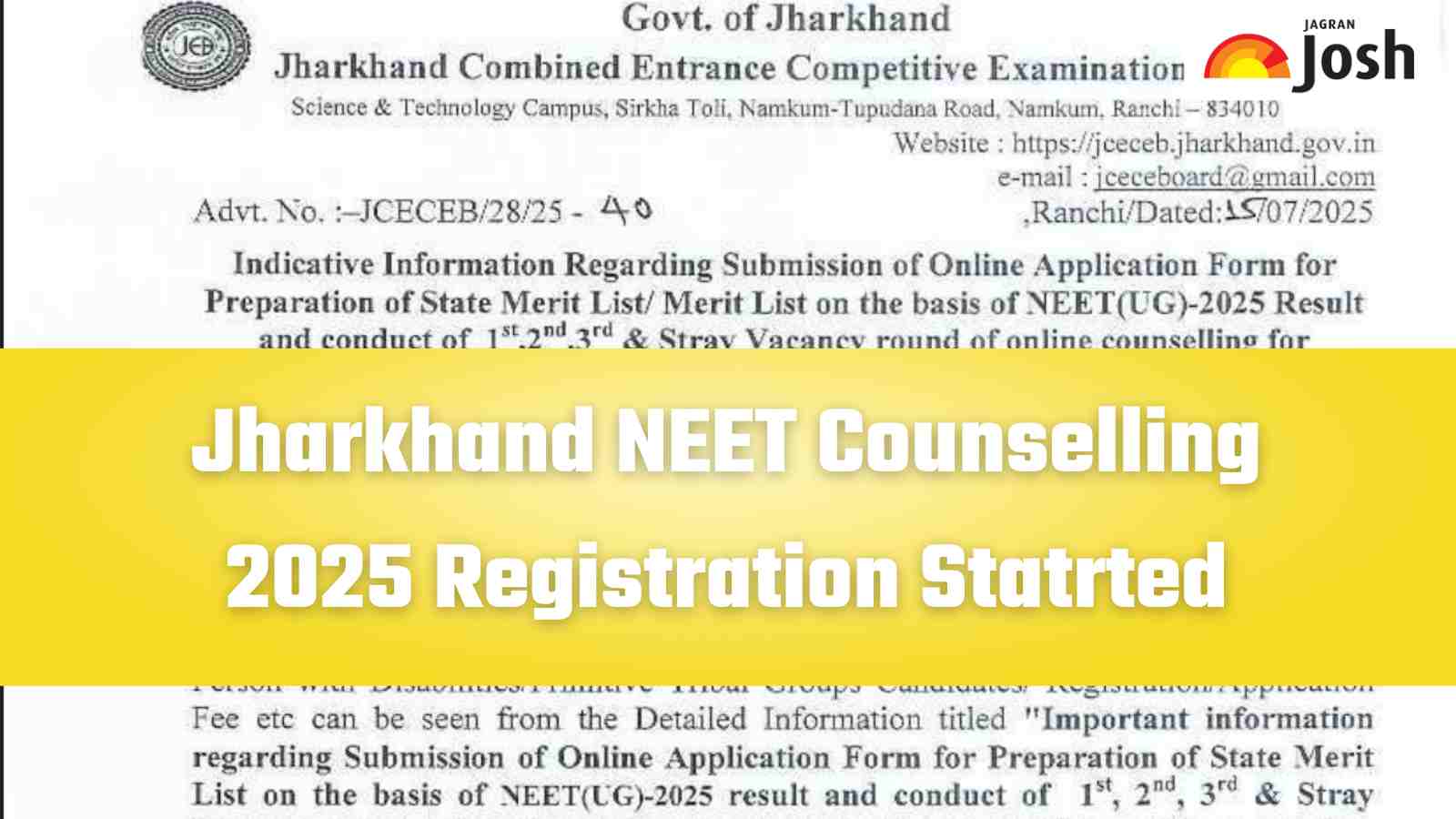 Jharkhand NEET UG Counselling 2025: Registration Dates, Process, Seat Matrix and Choice Filling