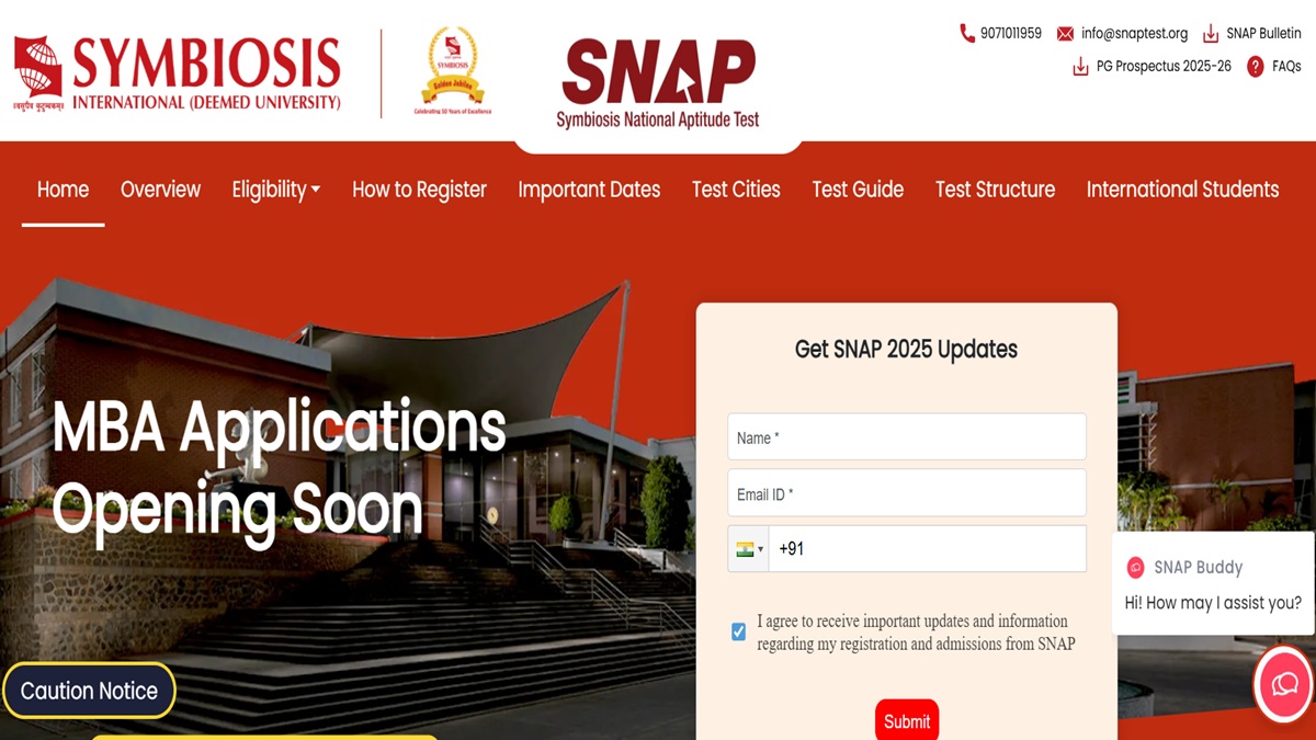 SNAP 2025 Exam Schedule Released at snap.org