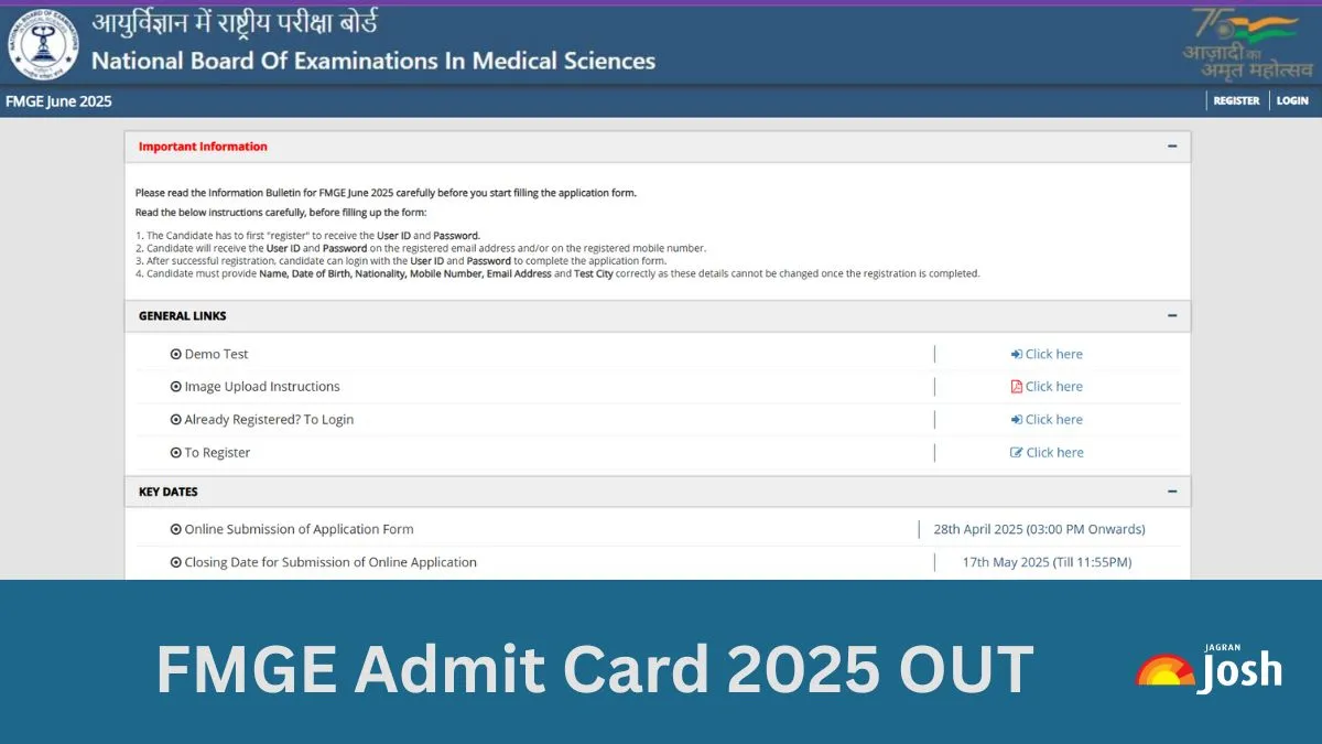 FMGE Admit Card 2025 OUT