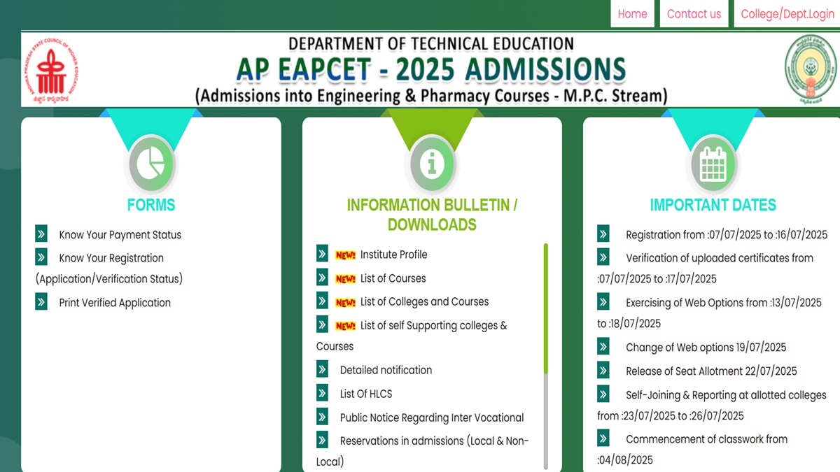 AP EAMCET Seat Allotment Result 2025: EAPCET Counselling Round 1 Status Release Today at eapcet-sche.aptonline.in; Download Call Letter Here