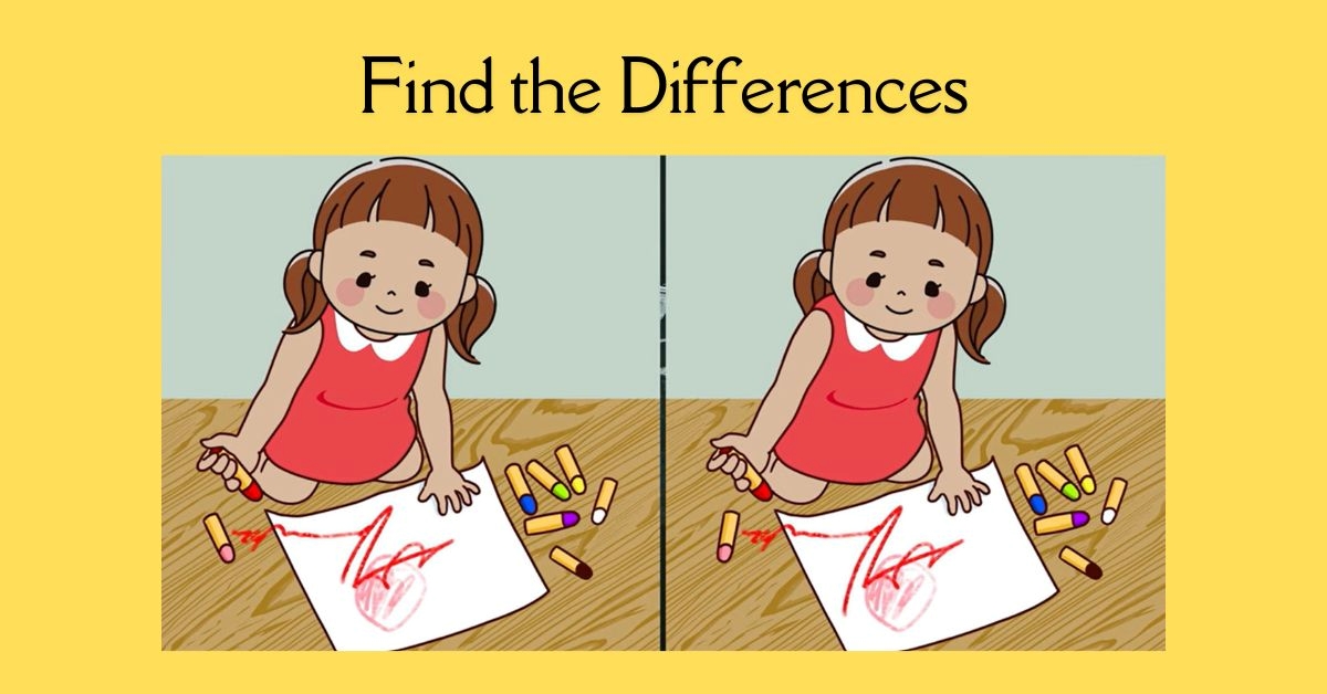 Spot the 3 Differences in Girl Doodling With Crayons Beat the 49-Second Challenge!
