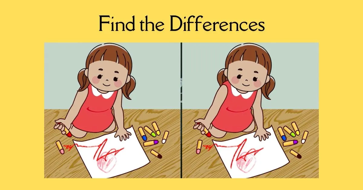 Spit 3 Differences in Little Girl Doodling With Her Crayon