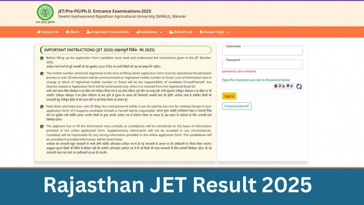 Rajasthan JET Result 2025