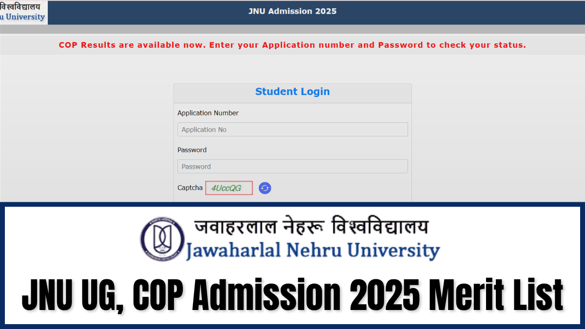 JNU Admissions 2025 UG, COP First Merit List Released.