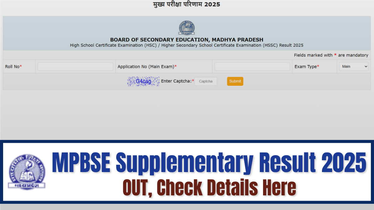 MPBSE MP Board Supplementary Result 2025 OUT: Check Class 10th, 12th Marksheet at mpbse.nic.in