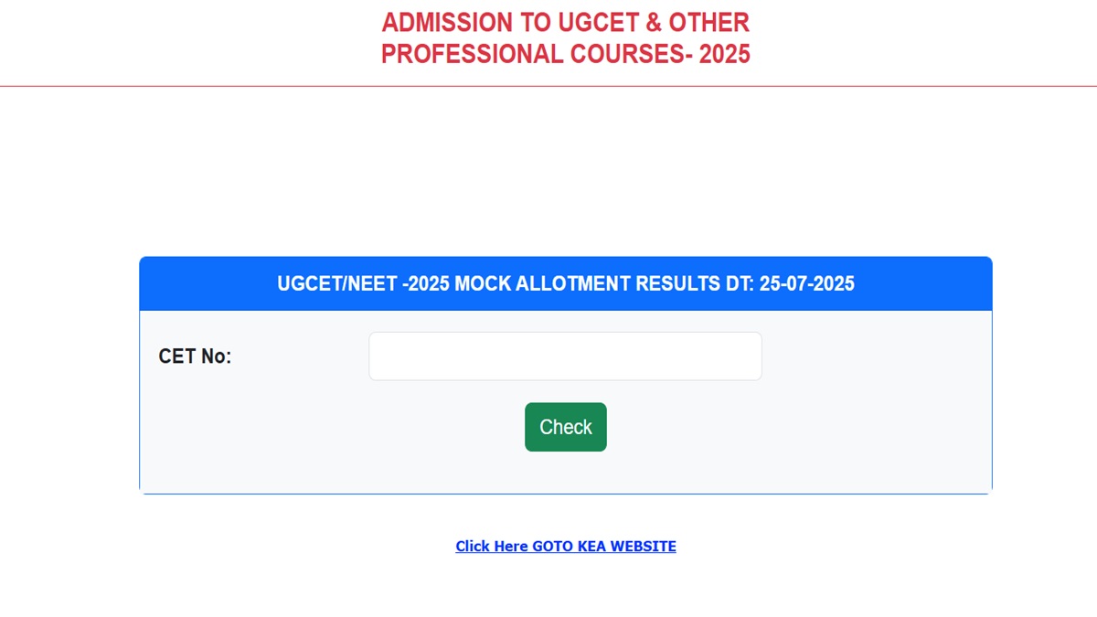 KCET 2025 Mock Seat Allotment Result OUT at cetonline.karnataka.gov.in, Check Your Status Here