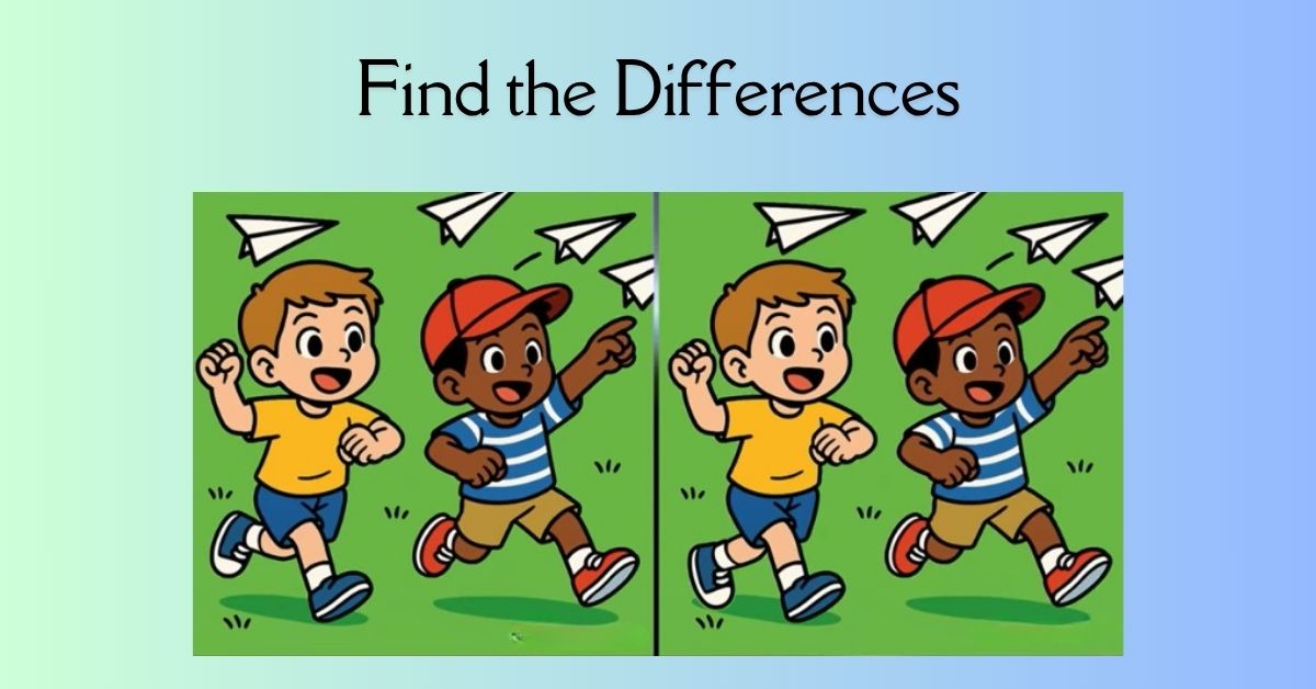 Spot the 3 Differences in Boys Playing With Paper Airplanes Beat the 23-Second Challenge!