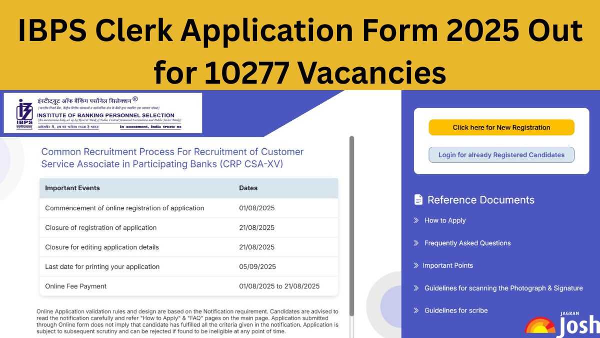 IBPS Clerk Apply Online 2025 Begins for 10277 Vacancies at ibps.in – Direct Link, Steps to Apply