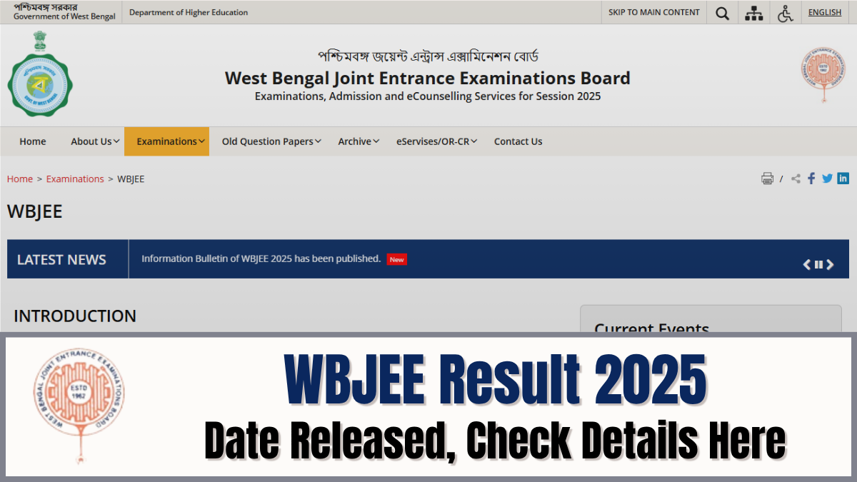 WBJEE Result 2025 Date Announced: Check West Bengal JEE Result at wbjeeb.nic.in on August 7th - More Details Here