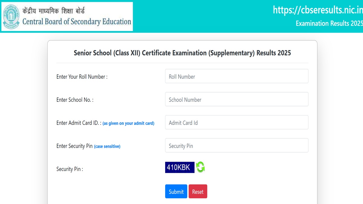  [Link Active] results.cbse.nic.in CBSE 12th Supplementary Result 2025: Download Class 12th Marksheet PDF - Steps and Direct Link Here