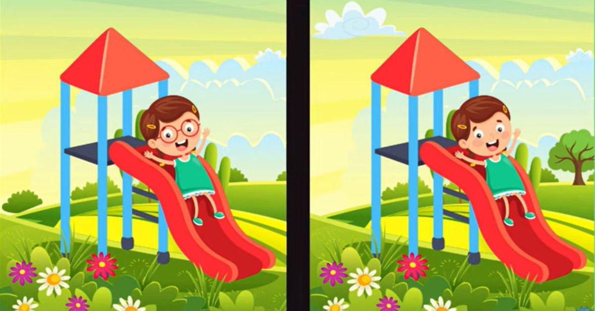 Spot the 5 Differences in Girl Playing on Slide Beat the 43-Second Challenge!