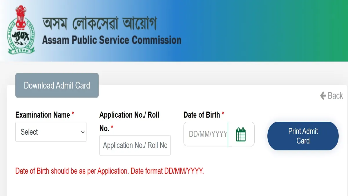 APSC ADO Admit Card Download