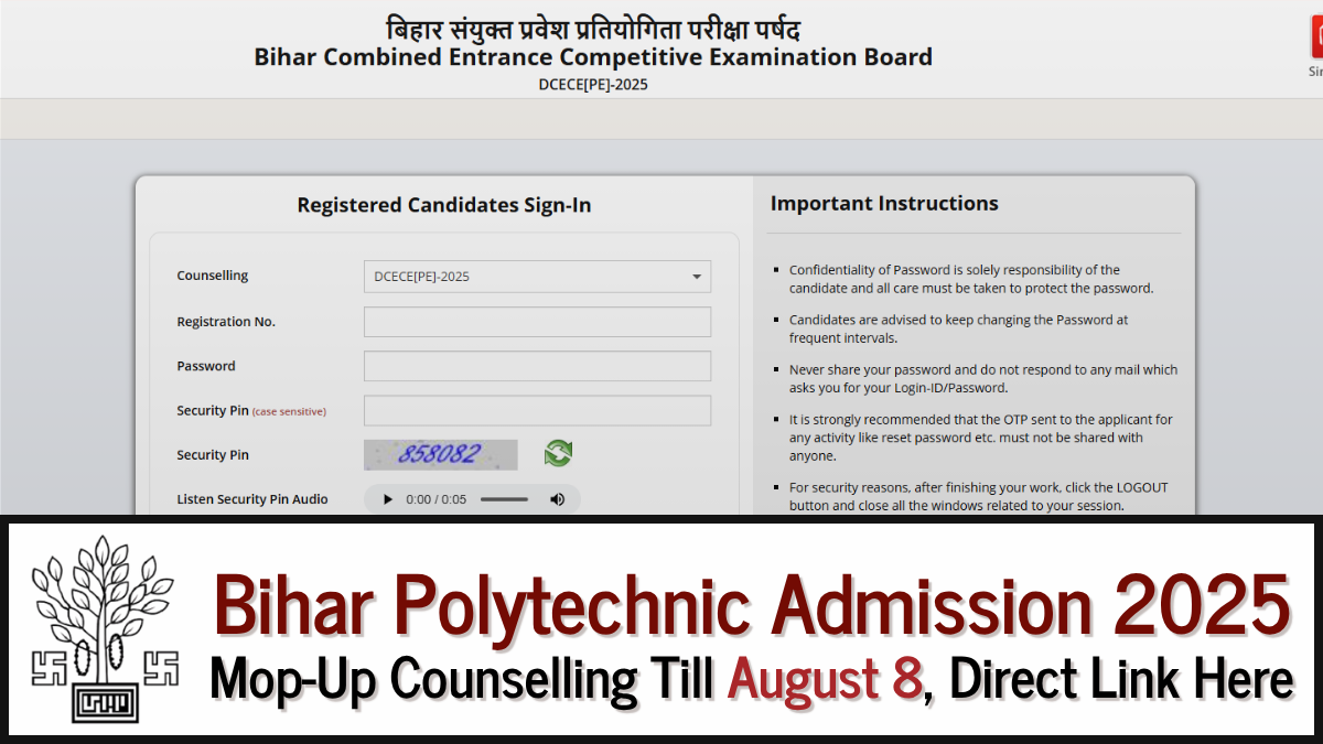 Bihar DCECE 2025 Mop-Up Counselling Begins, Direct Link Here