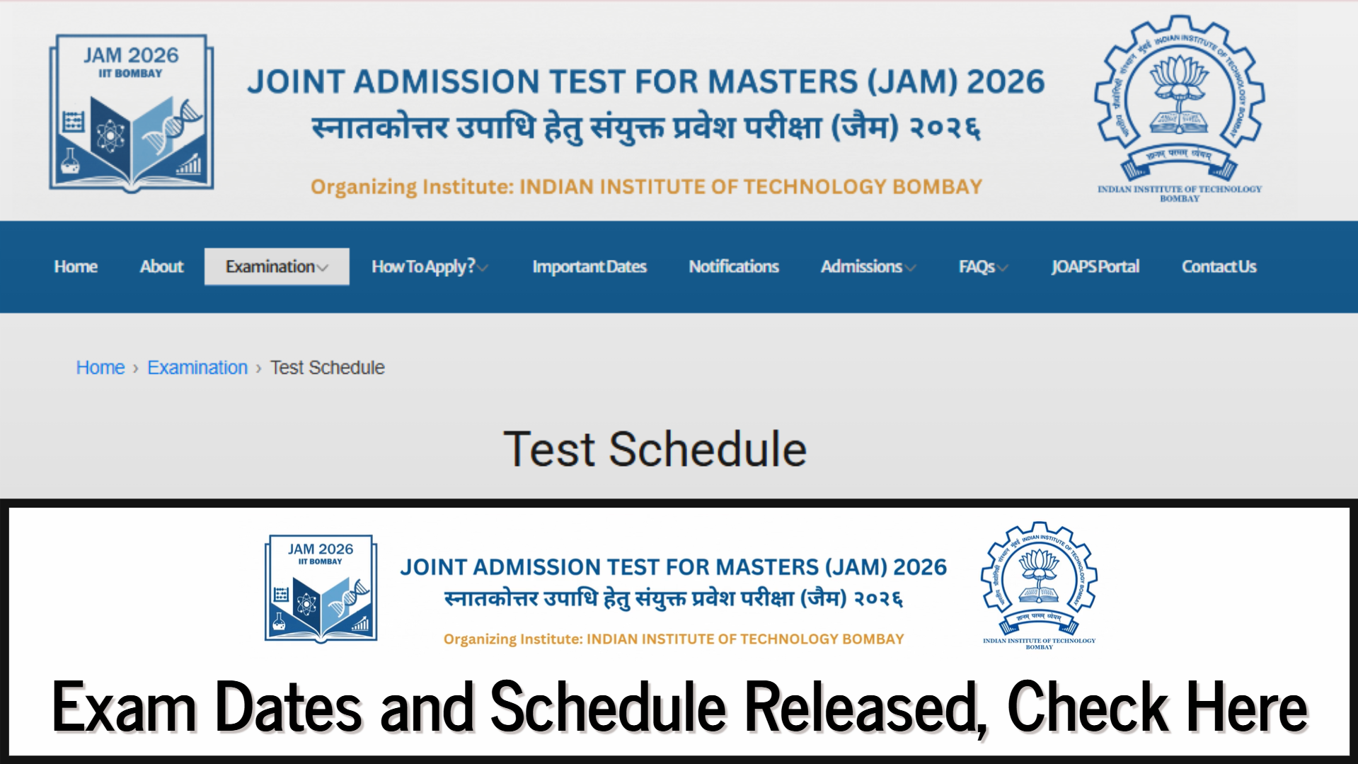 IIT JAM 2026 Dates Released at jam2026.iitb.ac.in, Check Detailed Schedule Here