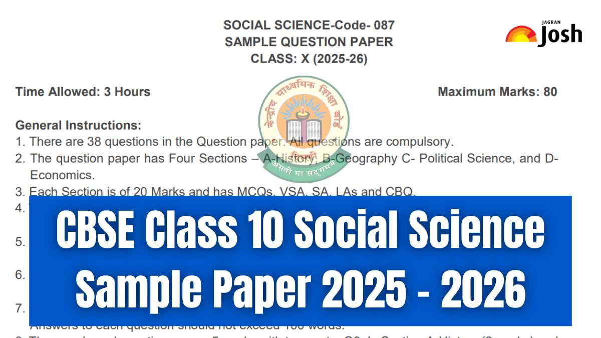CBSE Class 10 Social Science Sample Paper 2025-26, Download Model Paper PDF FREE