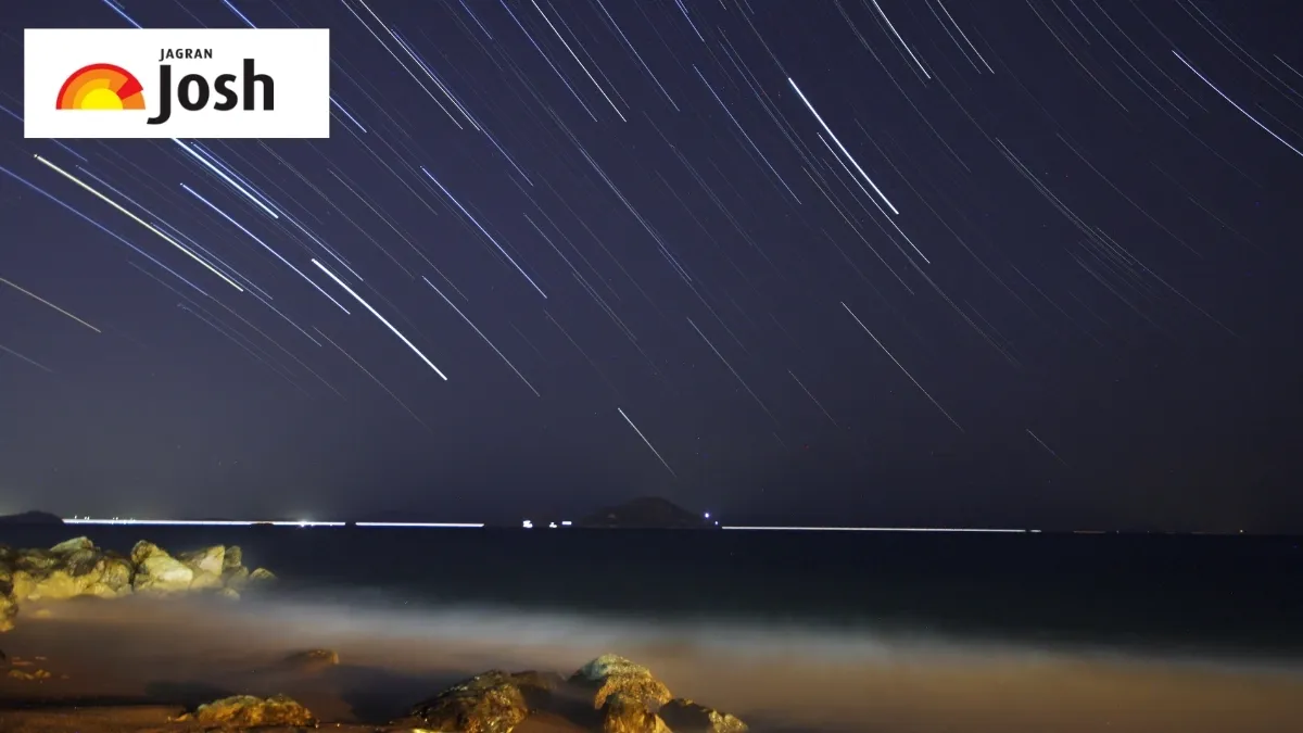 Perseid Meteor Shower and stars with Milky Way startrails.